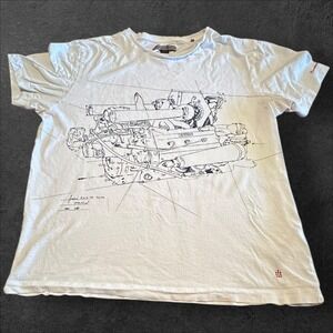 Scuderia Ferrari Engine Blueprint Graphic T-Shirt Made in Portugal Size L